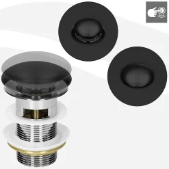 Lavabo céramique noir avec garniture de vidage lave-mains moderne 605x365 mm
