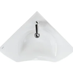 Lavabo d'angle mural PMR extra plat normes handicapé porcelaine vitrifée SANINDUSA NewWCCare blanc