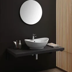 Lavabo De Salle De Bain En Céramique Blanche De Forme Ovale