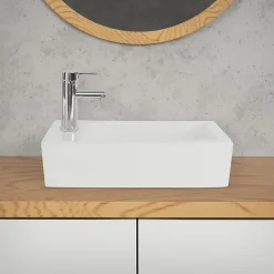 Lavabo de salle de bain vasque à poser toilette blanc en céramique 510 x 250 mm