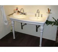Lavabo double vasques Louxor sur colonnettes