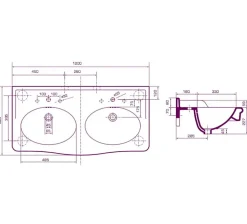 Lavabo double vasques Louxor sur colonnettes