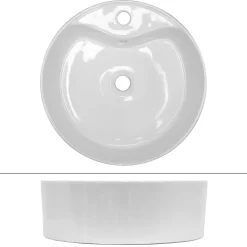 Lavabo en ceramique blanc vasque a poser rond Evier moderne toilette 460x155mm
