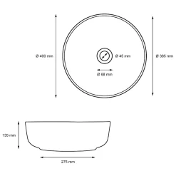 Lavabo en ceramique blanc vasque a poser rond Evier design moderne 400x400mm