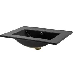 Lavabo en ceramique noir mat vasque encastrer pour salle de bain 615x470x175 mm