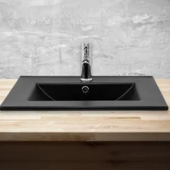 Lavabo en ceramique noir mat vasque encastrer pour salle de bain 615x470x175 mm