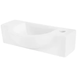 Lavabo en ceramique ovale blanc Evier avec trou pour robinet a droite 445x225 mm