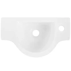 Lavabo en ceramique ovale blanc Evier avec trou pour robinet a droite 445x225 mm