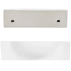 Lavabo en ceramique ovale blanc Evier avec trou pour robinet a droite 445x225 mm