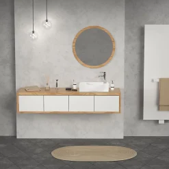 Lavabo en ceramique ovale blanc Evier avec trou pour robinet a droite 445x225 mm