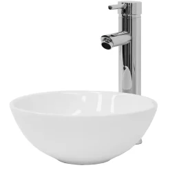Lavabo en ceramique pour salle de bain lavabo a poser forme ronde 28x11,6 cm