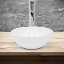 Lavabo en ceramique pour salle de bain lavabo a poser forme ronde 28x11,6 cm