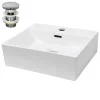 Lavabo en céramique blanc avec garniture de vidage vasque à poser 415 x 360 mm