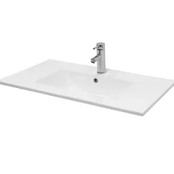 Lavabo en céramique blanc avec garniture de vidage et trop-plein 710x465x175 mm
