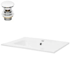Lavabo en céramique blanc avec garniture de vidage et trop-plein 610x165x460 mm