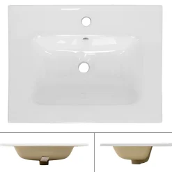 Lavabo en céramique blanc avec garniture de vidage et trop-plein 610x165x460 mm