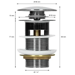 Lavabo en céramique blanc avec garniture de vidage et trop-plein 510x415x155 mm