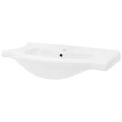 Lavabo en céramique blanc avec garniture de vidage et trop-plein