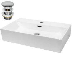Lavabo en céramique blanc avec garniture de vidage vasque à poser 515 x 360 mm