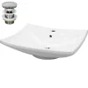 Lavabo en céramique blanc avec garniture de vidage lave-mains moderne 605x165 mm
