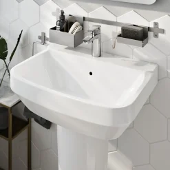 Lavabo en céramique, blanc, l.55 cm Teesta GoodHome