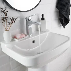 Lavabo en céramique, blanc, l.55 cm Teesta GoodHome