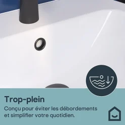 Lavabo en céramique blanc brillant l.55,5 x H.19,1 x P.47,2 cm Tasi GoodHome