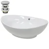 Lavabo en céramique blanc avec garniture de vidage lave-mains moderne 590x390 mm