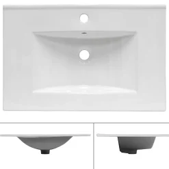 Lavabo en céramique blanc avec garniture de vidage lave-mains moderne 710x465 mm