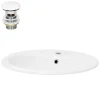 Lavabo en céramique blanc avec garniture de vidage et trop-plein 570x195x485 mm