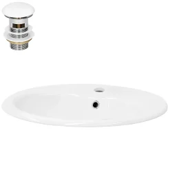 Lavabo en céramique blanc avec garniture de vidage et trop-plein 570x195x485 mm