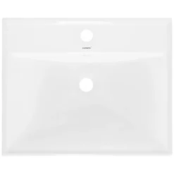 Lavabo en céramique blanc avec garniture de vidage et trop-plein 510x155x415 mm