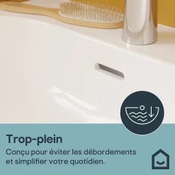 Lavabo en céramique, blanc, l.55 cm Cavally GoodHome