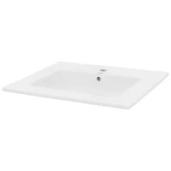 Lavabo en céramique blanc avec garniture de vidage et trop-plein 610x465x175 mm