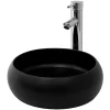 Lavabo en céramique noir avec garniture de vidage lave-mains moderne 350x120 mm