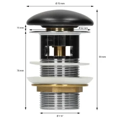 Lavabo en céramique noir lave-mains avec garniture de vidage 590x380x190 mm