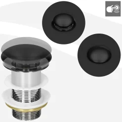 Lavabo en céramique noir lave-mains moderne + garniture de vidage 410x335x145 mm