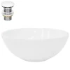 Lavabo en céramique ronde blanc sans trop-plein avec bonde de vidage 280x116 mm