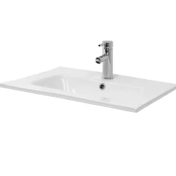 Lavabo encastré en céramique blanc avec garniture de vidage chrome 610x460x165mm