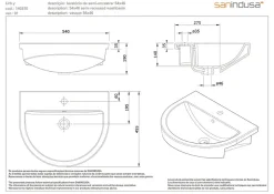 Lavabo mural céramique traditionnelle SANINDUSA UrbY 54x46 blanc (robinet et vidage non inclus)