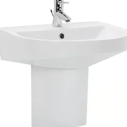 Lavabo mural céramique traditionnelle SANINDUSA UrbY 56 blanc (robinet, vidage et colonne non inclus)