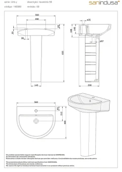 Lavabo mural céramique traditionnelle SANINDUSA UrbY 56 blanc (robinet, vidage et colonne non inclus)