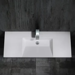 Lavabo mural design 122x48x13,5cm en marbre coulé - BS6036 - blanc