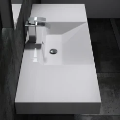 Lavabo mural design 122x48x13,5cm en marbre coulé - BS6036 - blanc