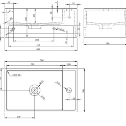 Lavabo mural en fonte minérale 50x30x20cm - blanc mat - avec porte-serviettes intégré - PB2078