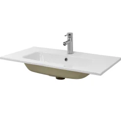 Lavabo éncastre en céramique blanc vasque a poser rectangulaire 810x165x640 mm