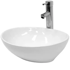 Lavabo ovale en ceramique vasque a poser lave-mains salle de bain 410x330x142mm