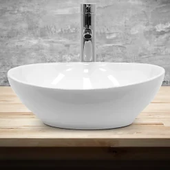 Lavabo ovale en ceramique vasque a poser lave-mains salle de bain 410x330x142mm