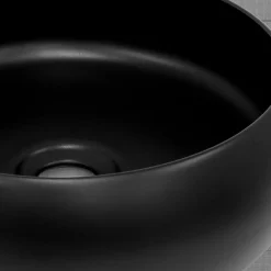 Lavabo rond ceramique noir vasque Evier a poser salle de bain toilette 35x12cm