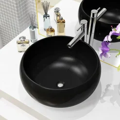 Lavabo rond en céramique noir - VIDAXL - 40 x 15 cm - Design moderne et tendance